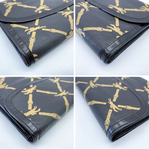 Longchamp Vintage Lambskin Clutch Shoulder Bag in Dark Brown - Picture 6 of 9